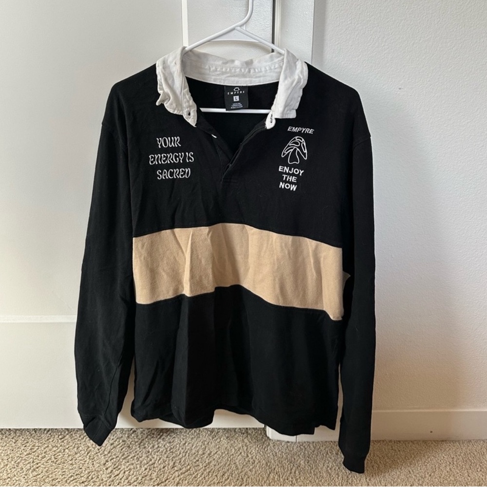 Empyre Blocked Black & Tan Rugby Shirt